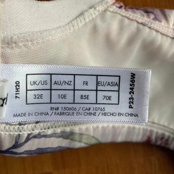 Pleasure State Bra, Pastel‎ Floral Design with Lace, Size 32E - Picture 6 of 8